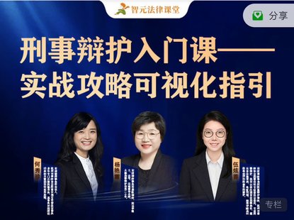 【法律上新】168【全网独家首发】杨艳霞&何秀珍&伍炫蓉：刑事辩护入门课—实战攻略可视化指引