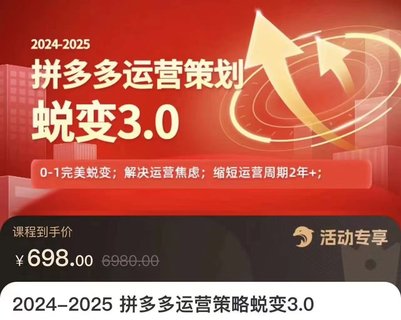 【电商上新】083.大力·2024-2025拼多多运营策略蜕变3.0 0~1完美蜕变,解决信息焦虑插图 【电商上新】083.大力·2024-2025拼多多运营策略蜕变3.0 0~1完美蜕变,解决信息焦虑