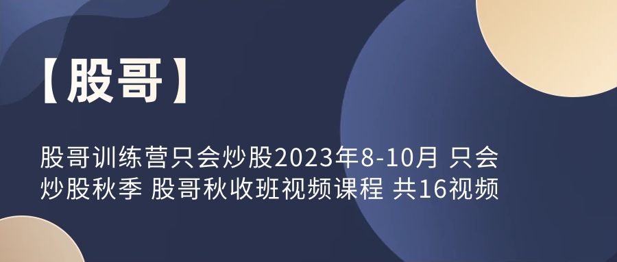 【股哥】股哥训练营只会炒股2023年8-10月 只会炒股秋季 股哥秋收班视频课程 共16视频